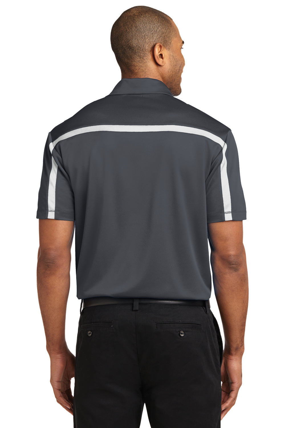 Port Authority K547 Mens Silk Touch Performance Moisture Wicking Short Sleeve Polo Shirt Steel Grey/White Back