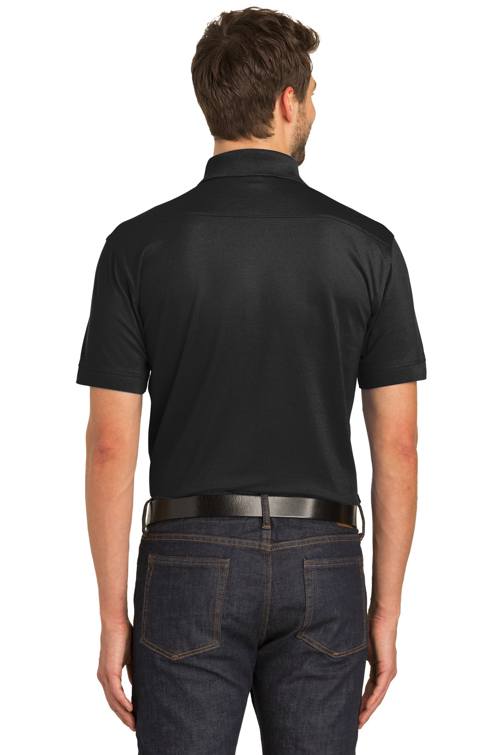 Port Authority K555 Mens Moisture Wicking Short Sleeve Polo Shirt Black Back
