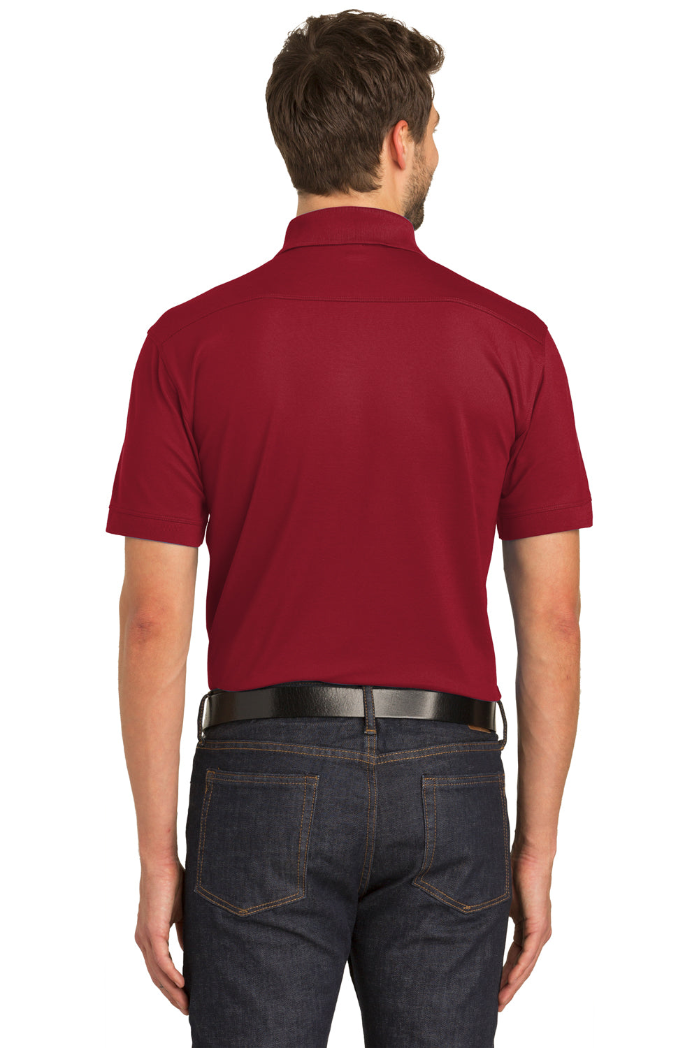 Port Authority K555 Mens Moisture Wicking Short Sleeve Polo Shirt Red Back