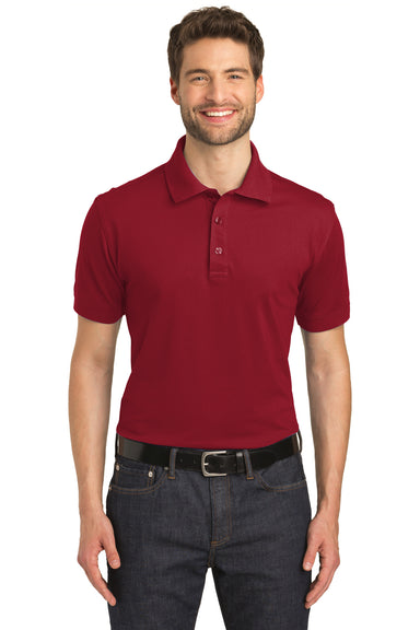 Port Authority K555 Mens Moisture Wicking Short Sleeve Polo Shirt Red Front