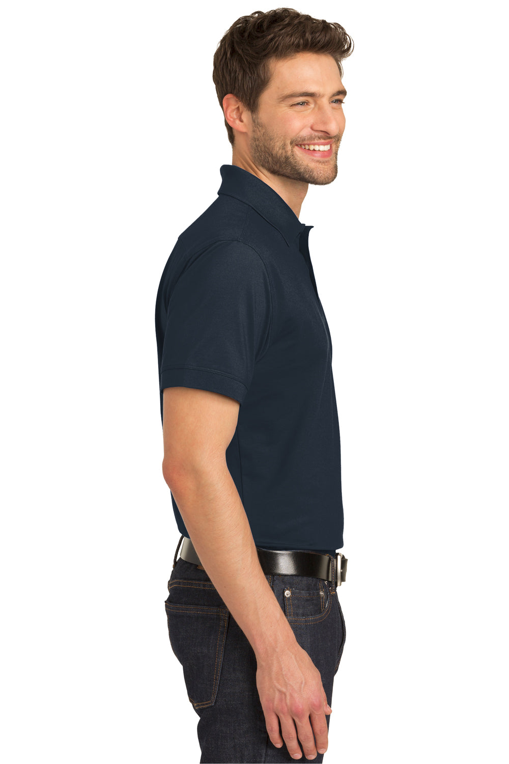 Port Authority K555 Mens Moisture Wicking Short Sleeve Polo Shirt Navy Blue Side