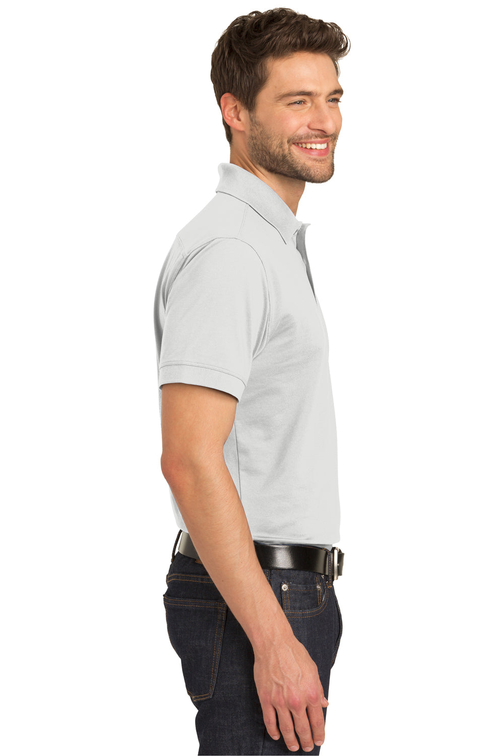 Port Authority K555 Mens Moisture Wicking Short Sleeve Polo Shirt White Side