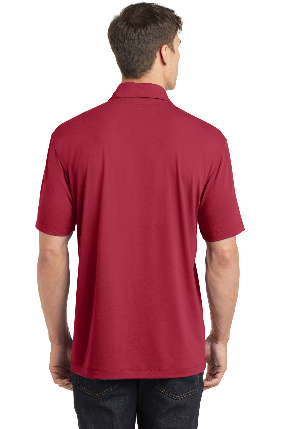 Port Authority K568 Mens Cotton Touch Performance Moisture Wicking Short Sleeve Polo Shirt Red Back