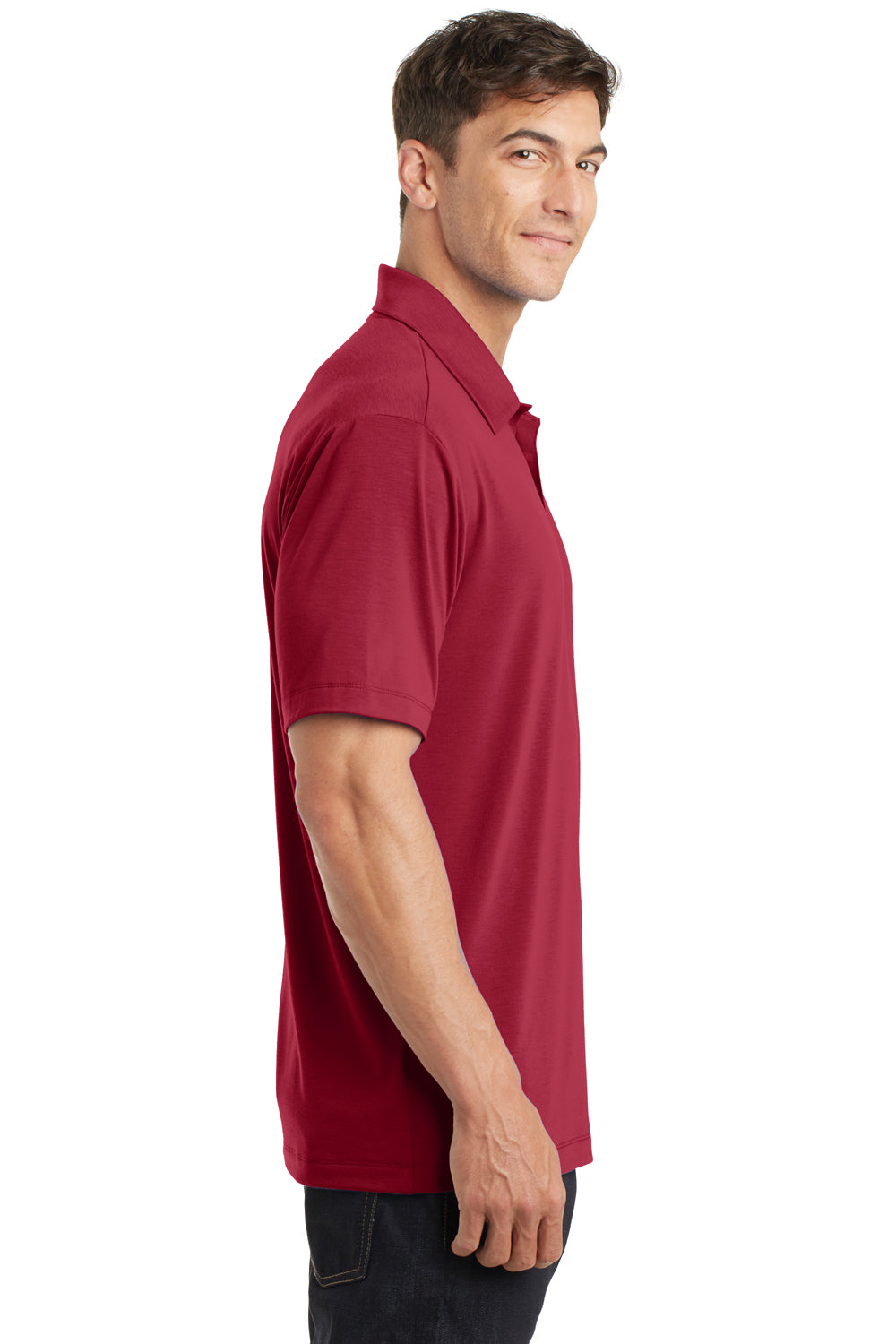 Port Authority K568 Mens Cotton Touch Performance Moisture Wicking Short Sleeve Polo Shirt Red Side