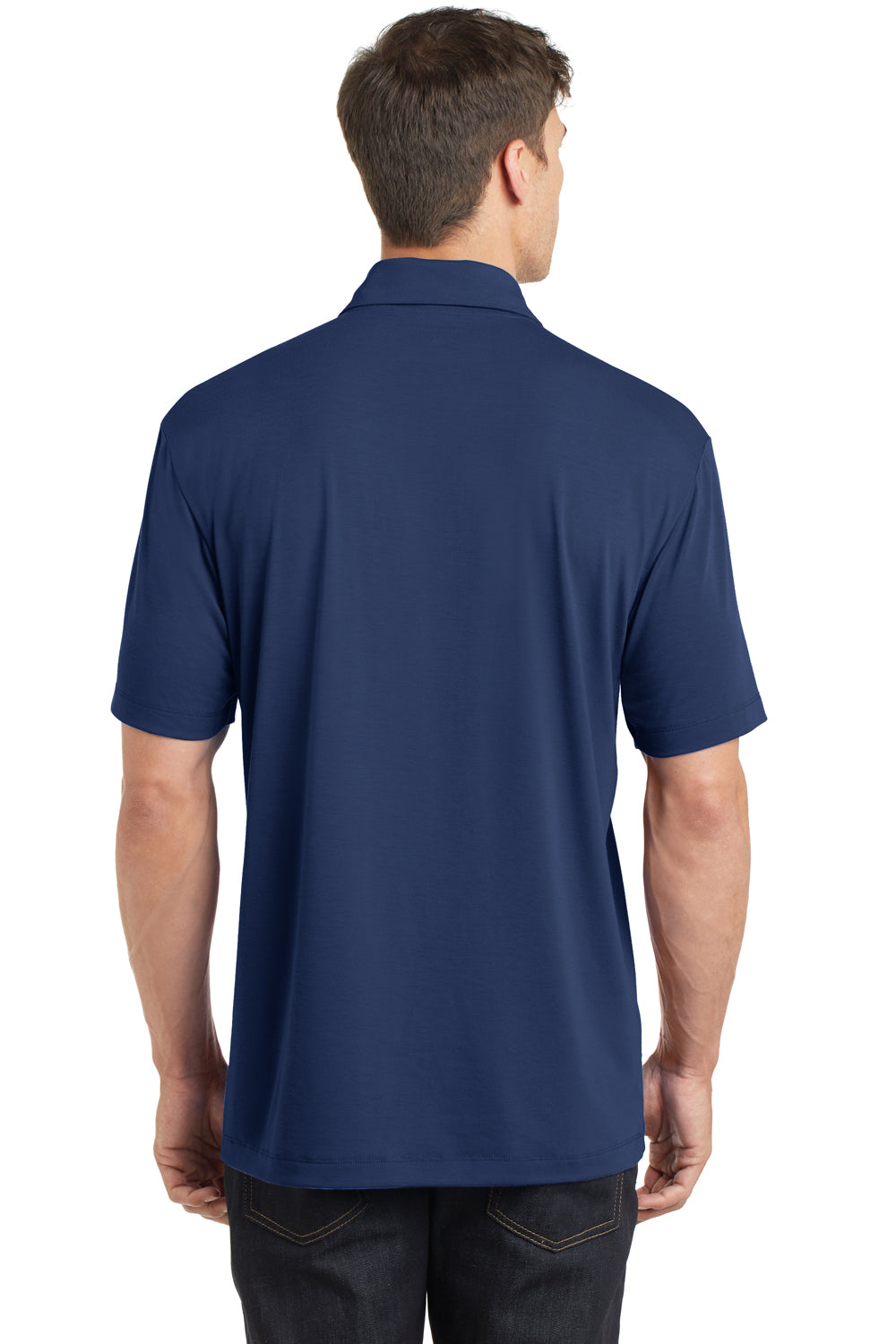 Port Authority K568 Mens Cotton Touch Performance Moisture Wicking Short Sleeve Polo Shirt Estate Blue Back