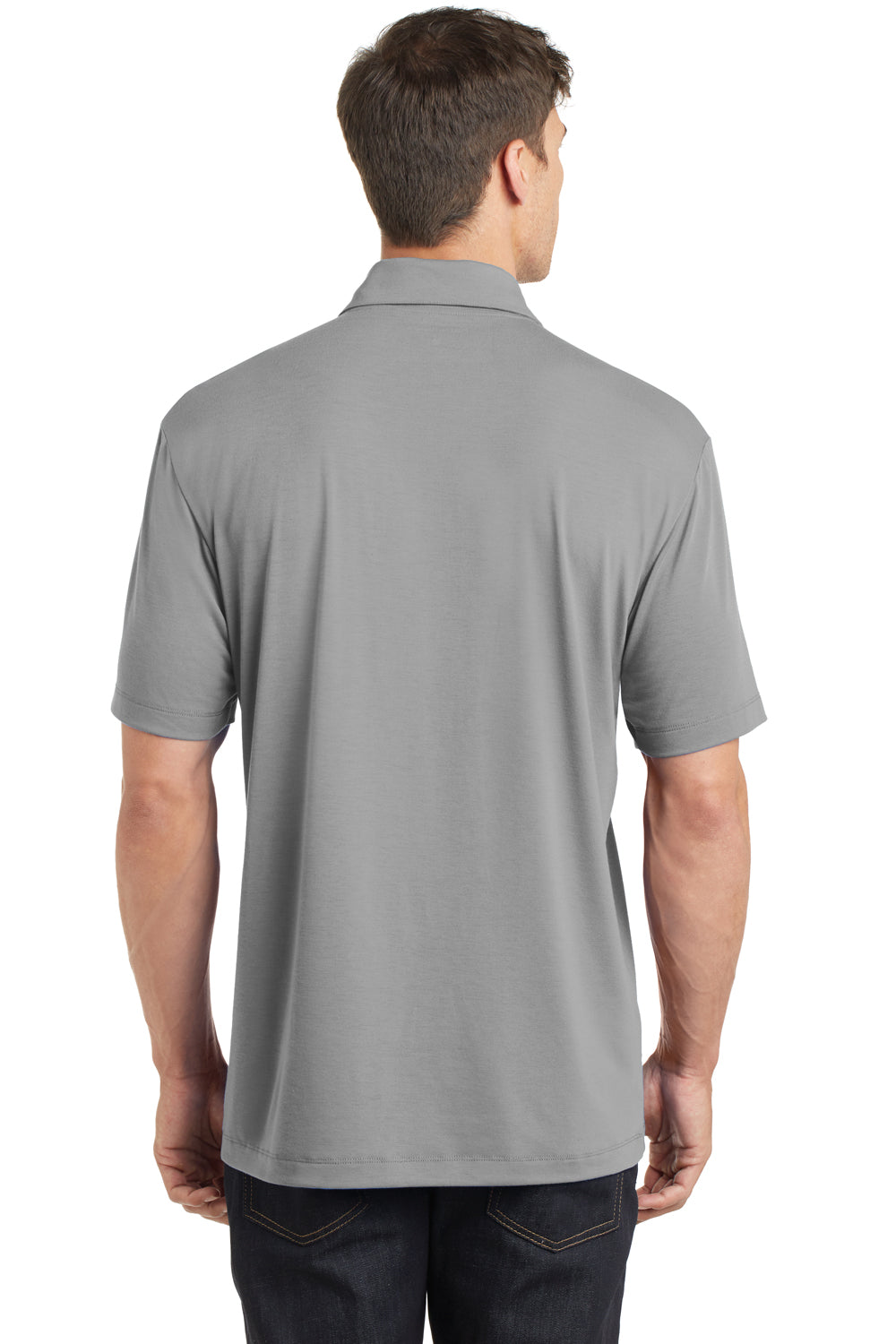 Port Authority K568 Mens Cotton Touch Performance Moisture Wicking Short Sleeve Polo Shirt Grey Back