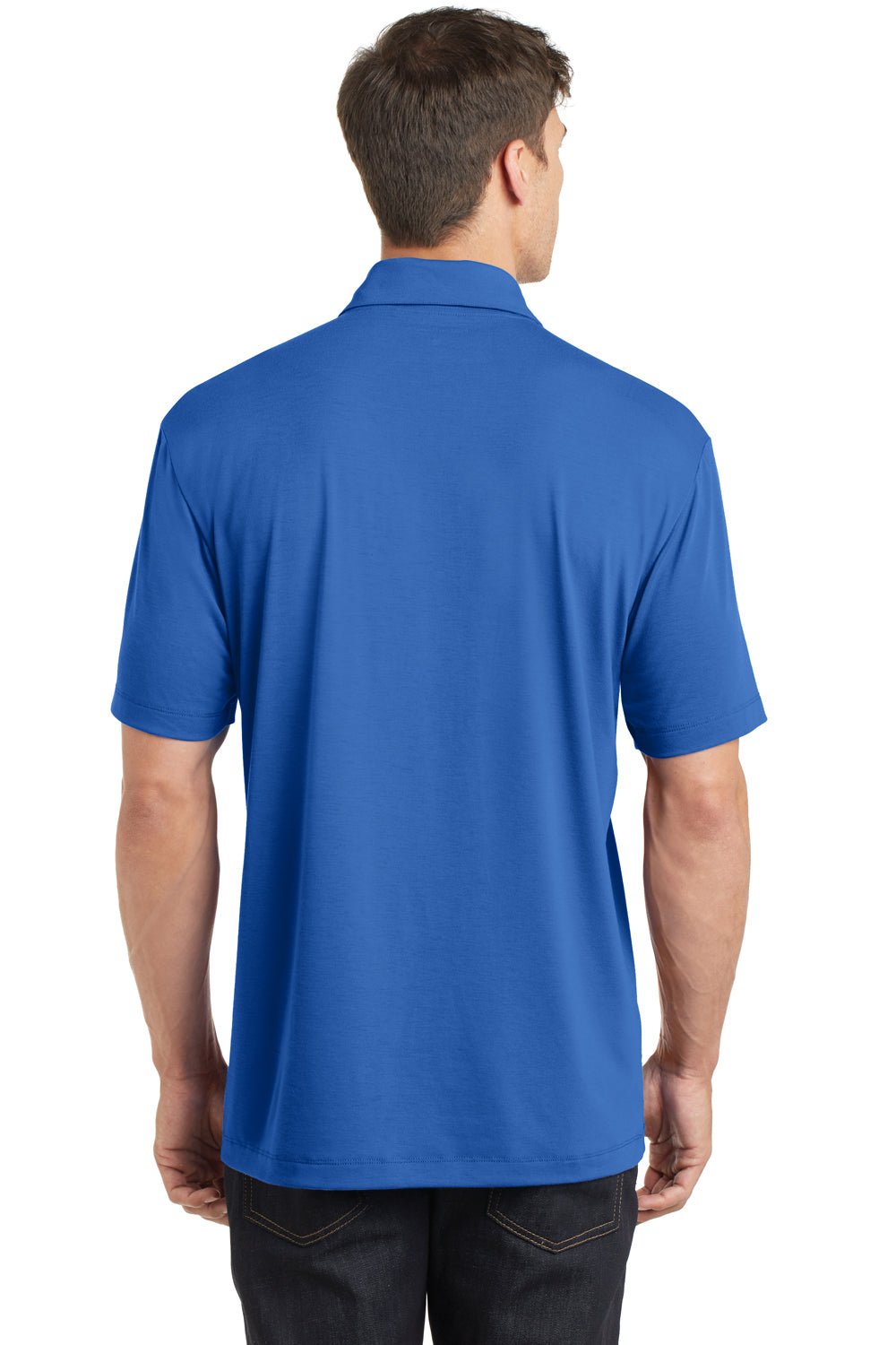 Port Authority K568 Mens Cotton Touch Performance Moisture Wicking Short Sleeve Polo Shirt Strong Blue Back
