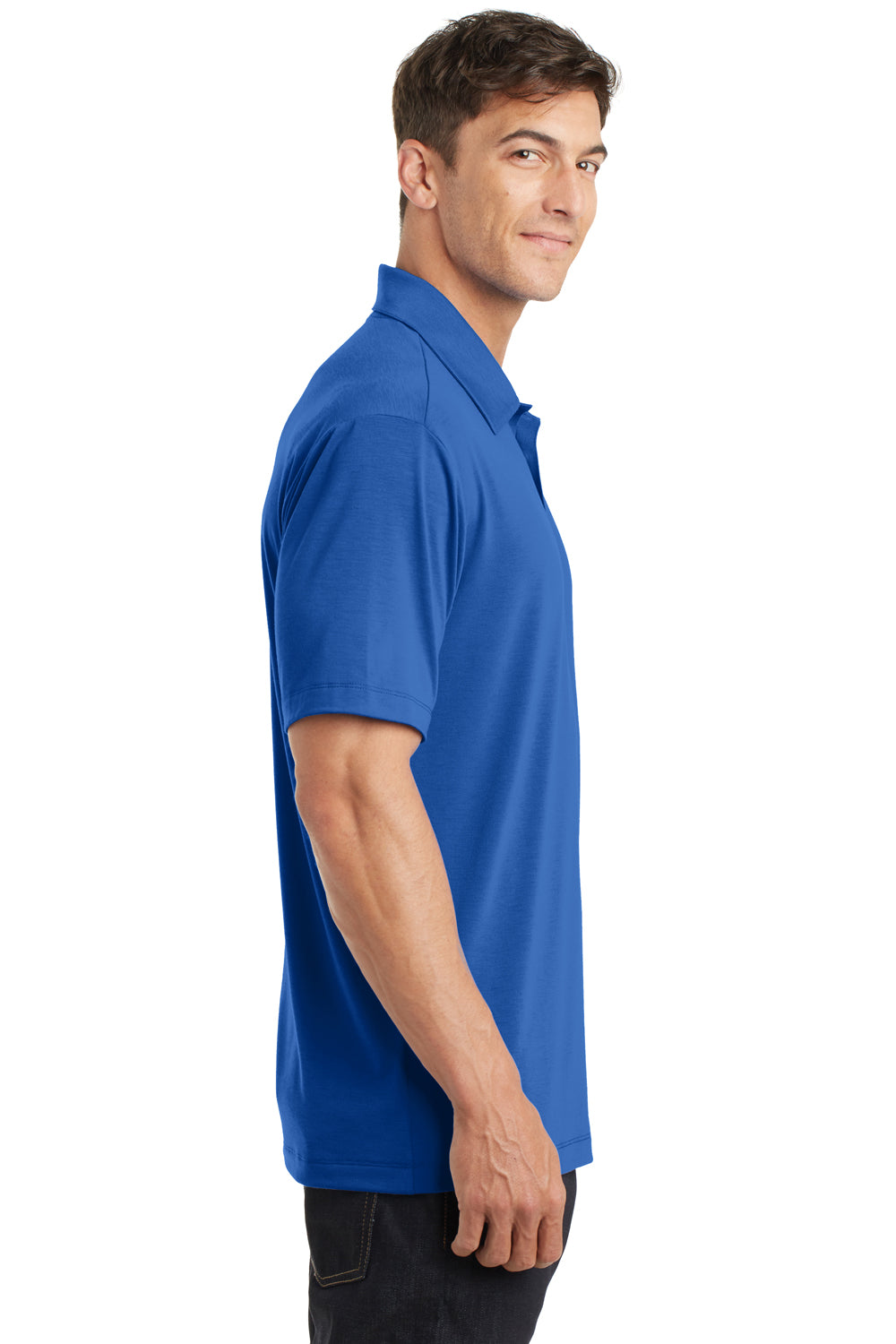 Port Authority K568 Mens Cotton Touch Performance Moisture Wicking Short Sleeve Polo Shirt Strong Blue Side