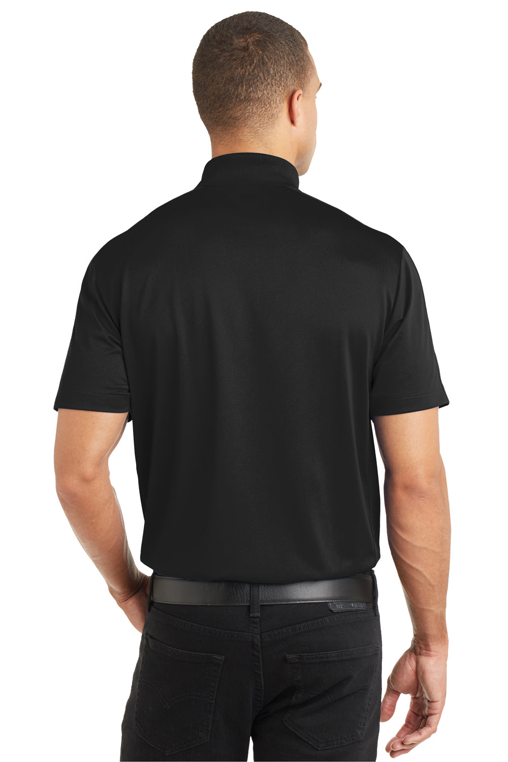 Port Authority K569 Mens Moisture Wicking Short Sleeve Polo Shirt Black Back