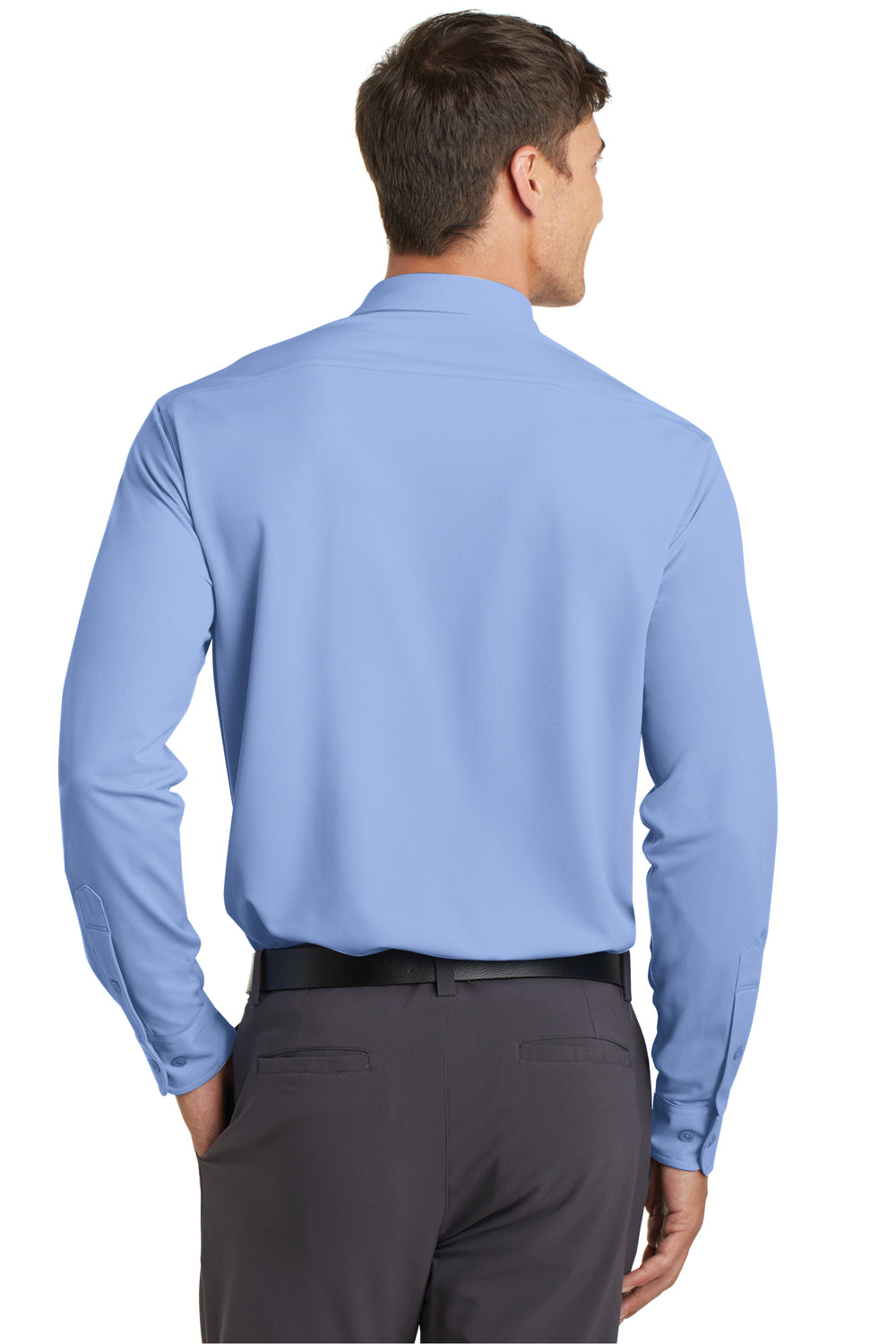 Port Authority K570 Mens Dimension Moisture Wicking Long Sleeve Button Down Shirt w/ Pocket Dress Shirt Blue Back