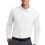 Port Authority Mens Dimension Moisture Wicking Long Sleeve Button Down Shirt w/ Pocket - White