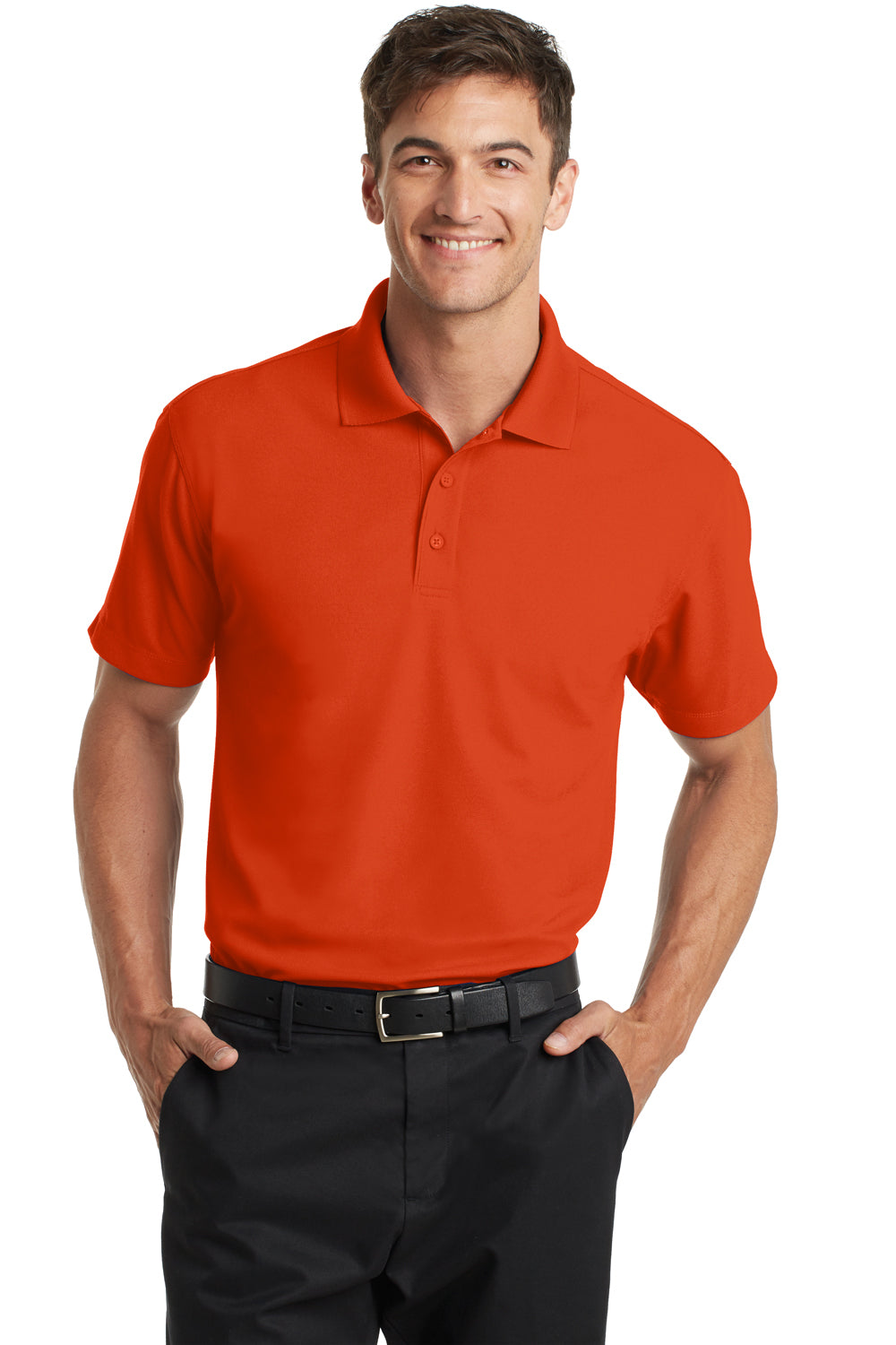 Port Authority K572 Mens Dry Zone Moisture Wicking Short Sleeve Polo Shirt Autumn Orange Front
