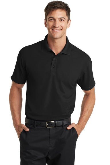 Port Authority K572 Mens Dry Zone Moisture Wicking Short Sleeve Polo Shirt Black Front