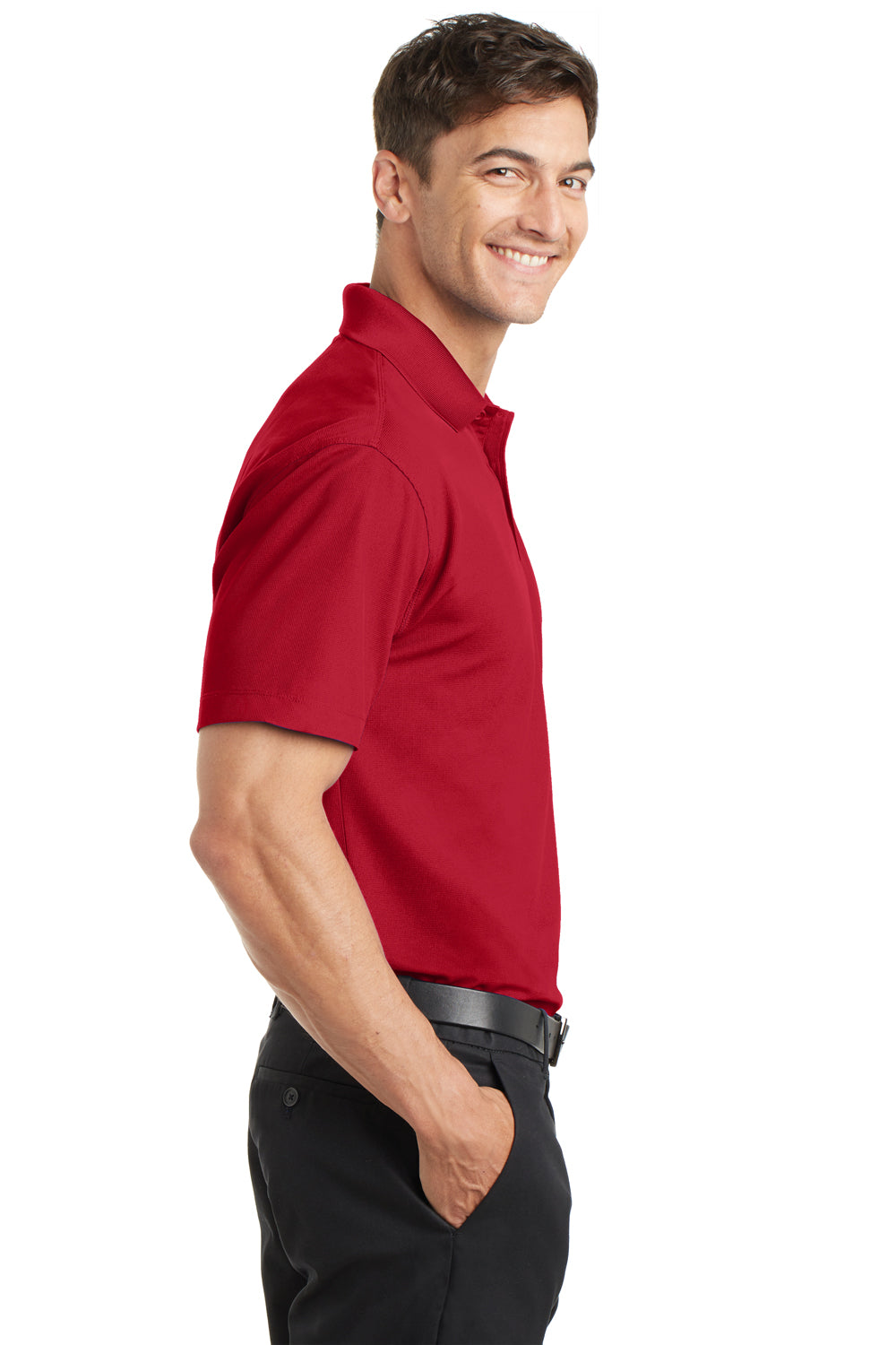 Port Authority K572 Mens Dry Zone Moisture Wicking Short Sleeve Polo Shirt Red Side