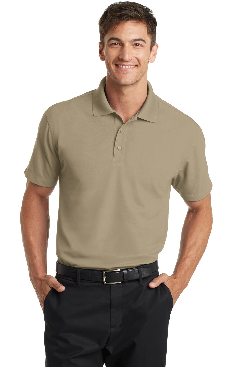 Port Authority K572 Mens Dry Zone Moisture Wicking Short Sleeve Polo Shirt Tan Brown Front