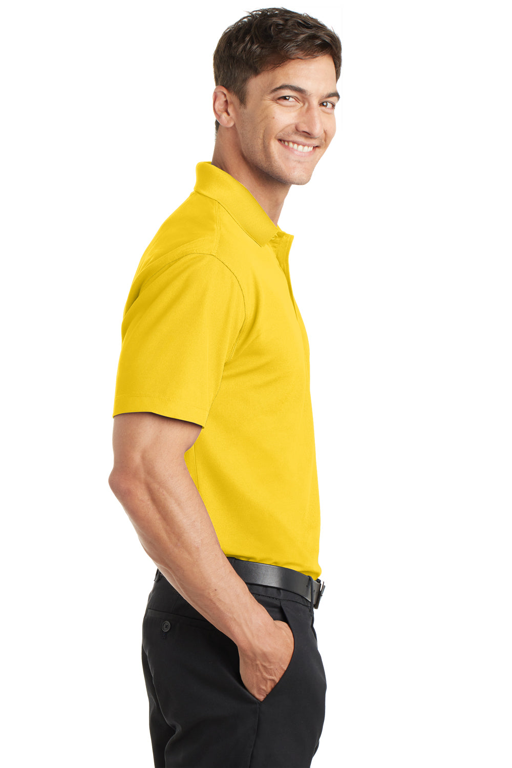 Port Authority K572 Mens Dry Zone Moisture Wicking Short Sleeve Polo Shirt Yellow Side