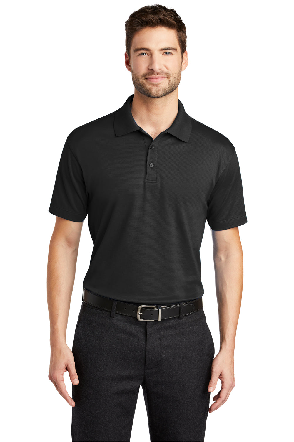 Port Authority K573 Mens Rapid Dry Moisture Wicking Short Sleeve Polo Shirt Black Front