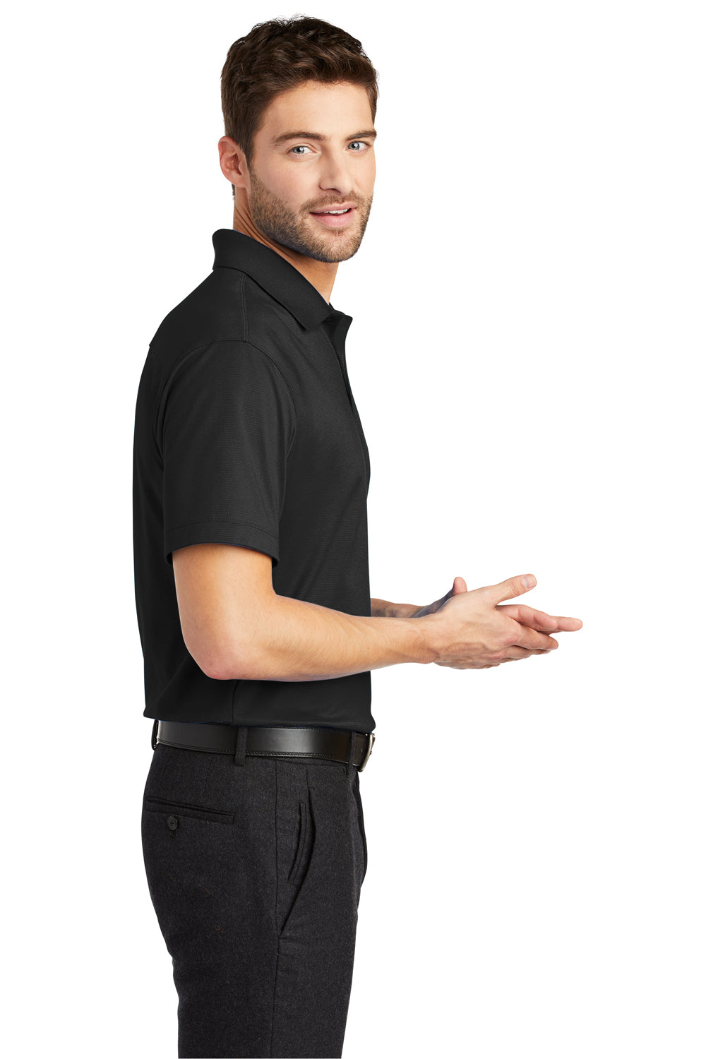 Port Authority K573 Mens Rapid Dry Moisture Wicking Short Sleeve Polo Shirt Black Side