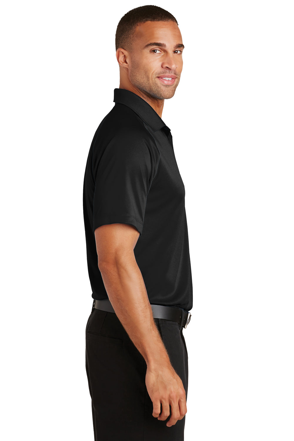 Port Authority K575 Mens Crossover Moisture Wicking Short Sleeve Polo Shirt Black Side
