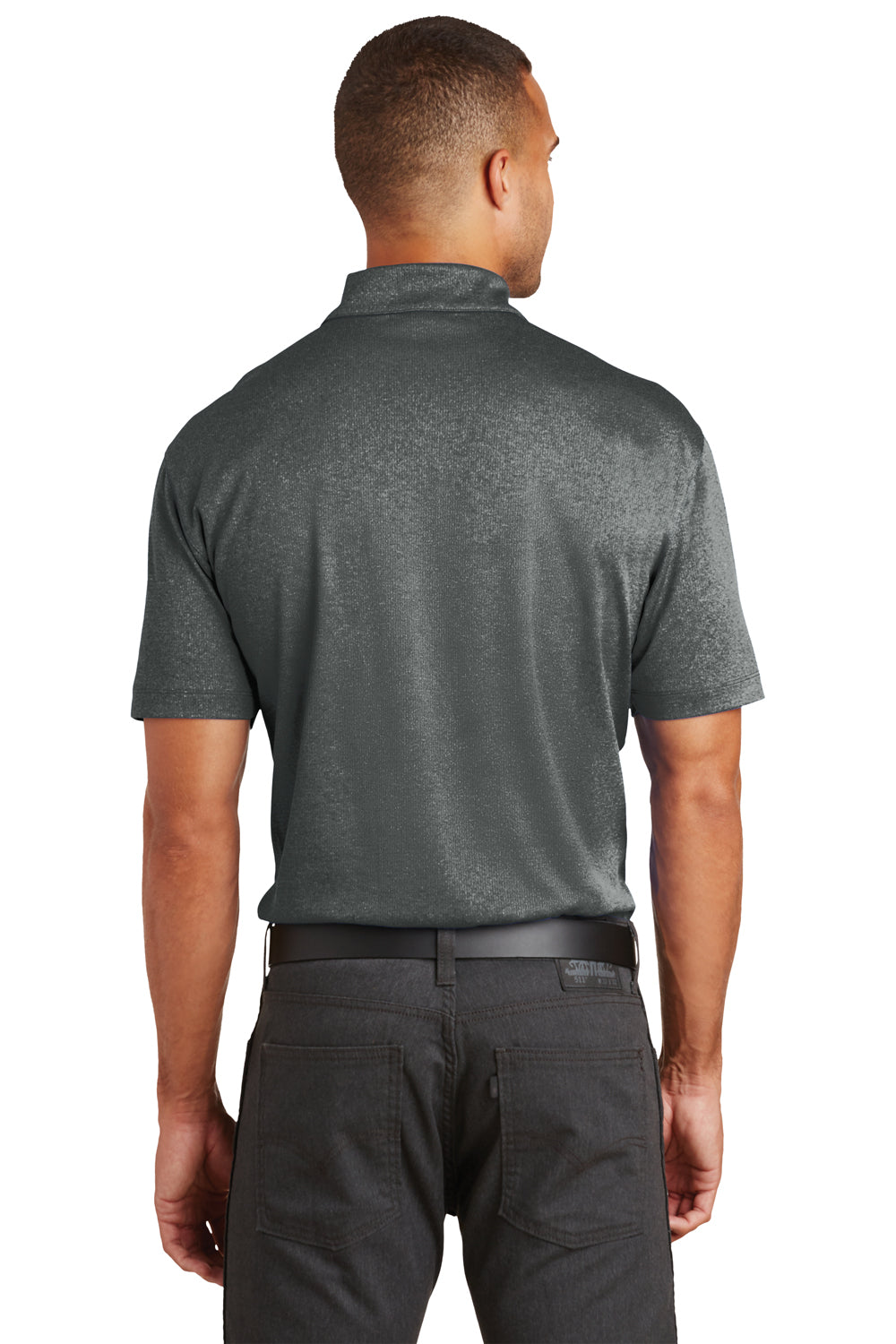 Port Authority K576 Mens Trace Moisture Wicking Short Sleeve Polo Shirt Heather Charcoal Grey Back