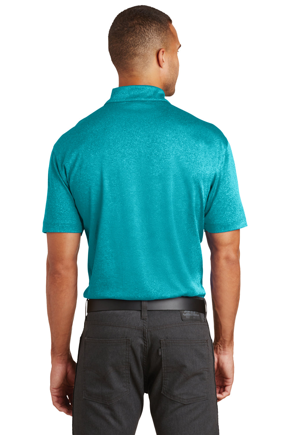 Port Authority K576 Mens Trace Moisture Wicking Short Sleeve Polo Shirt Heather Tropic Blue Back