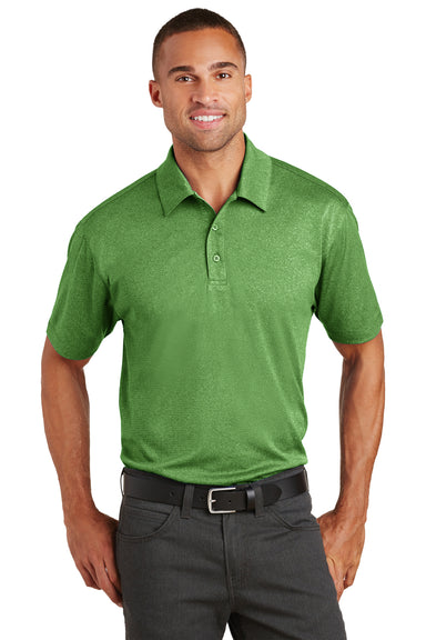 Port Authority K576 Mens Trace Moisture Wicking Short Sleeve Polo Shirt Heather Vine Green Front