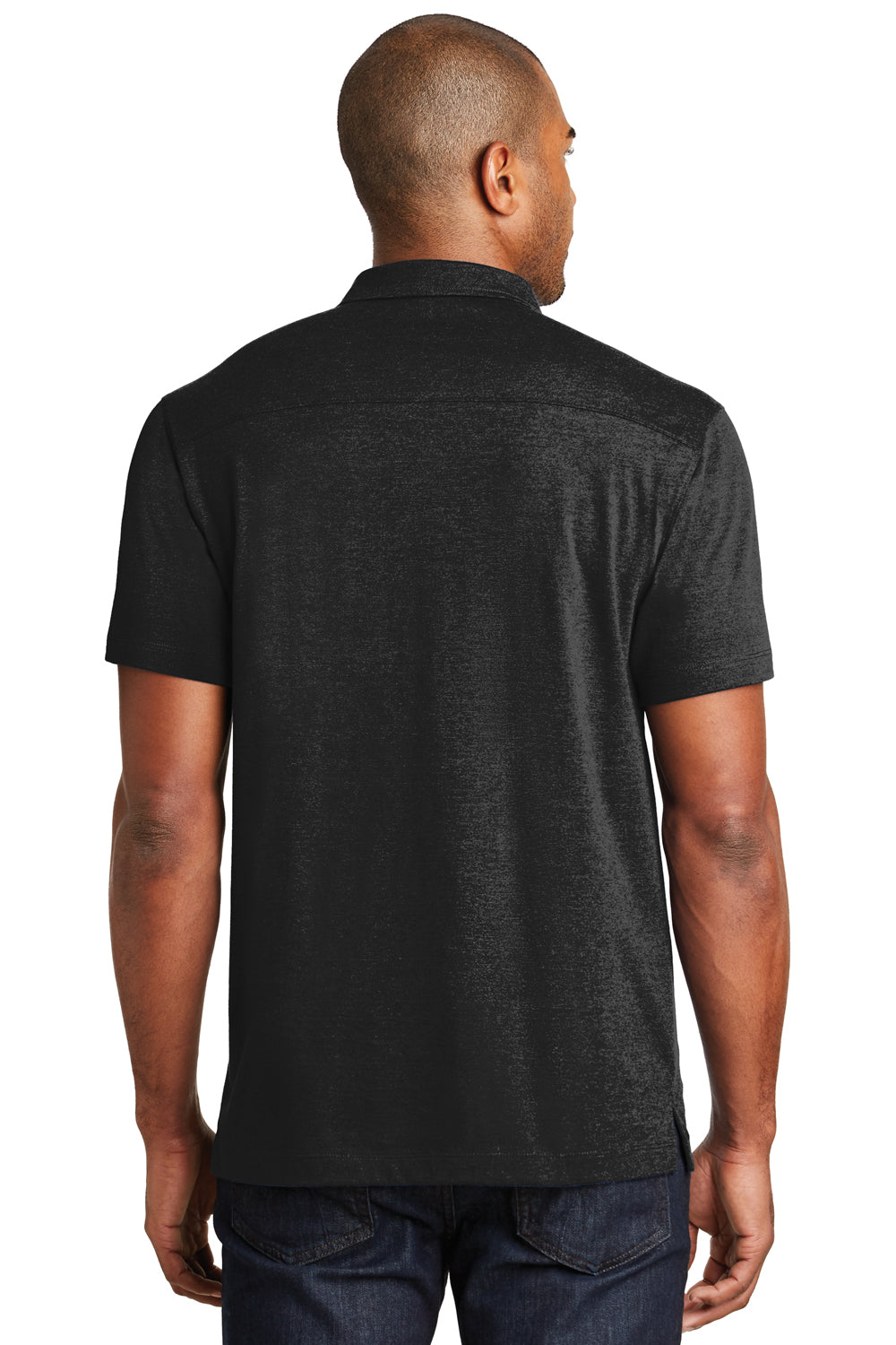 Port Authority K577 Mens Meridian Short Sleeve Polo Shirt Black Back