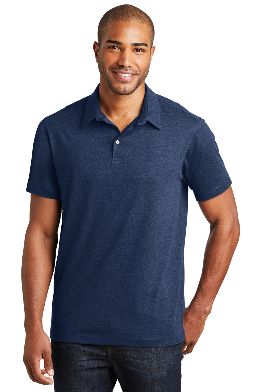 Port Authority K577 Mens Meridian Short Sleeve Polo Shirt Estate Blue Front