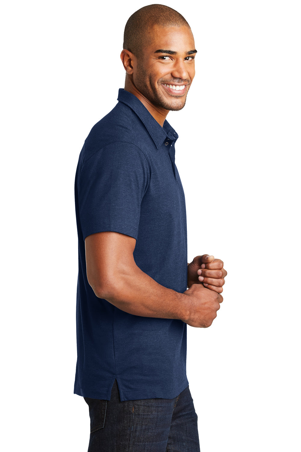 Port Authority K577 Mens Meridian Short Sleeve Polo Shirt Estate Blue Side