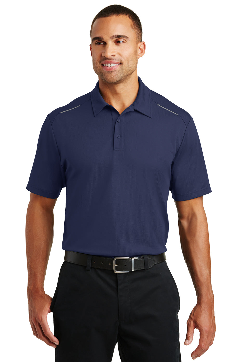 Port Authority K580 Mens Moisture Wicking Short Sleeve Polo Shirt Navy Blue Front