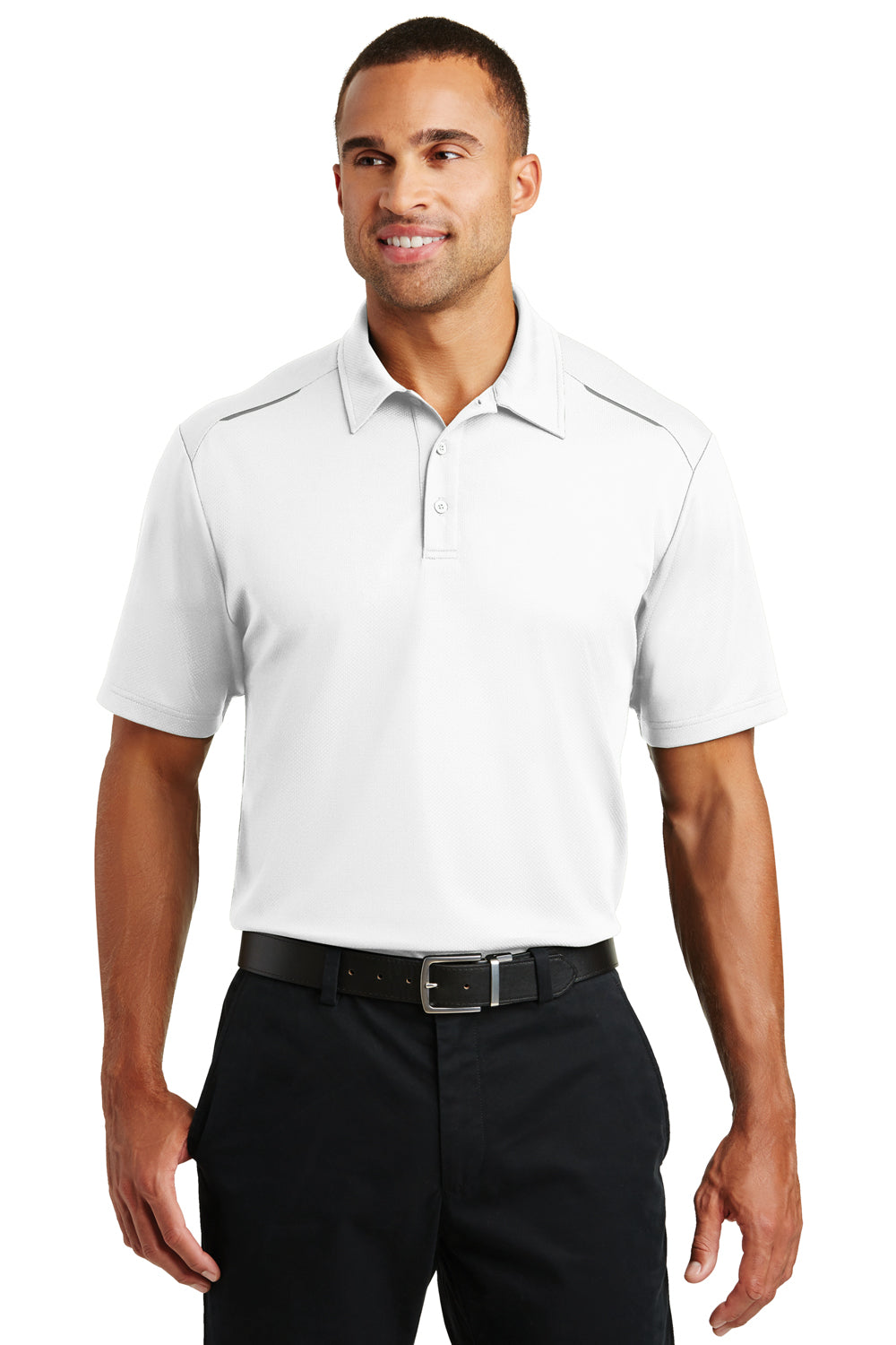 Port Authority K580 Mens Moisture Wicking Short Sleeve Polo Shirt White Front