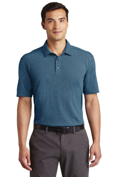 Port Authority K581 Mens Coastal Moisture Wicking Short Sleeve Polo Shirt Navy Blue/Carolina Blue Front
