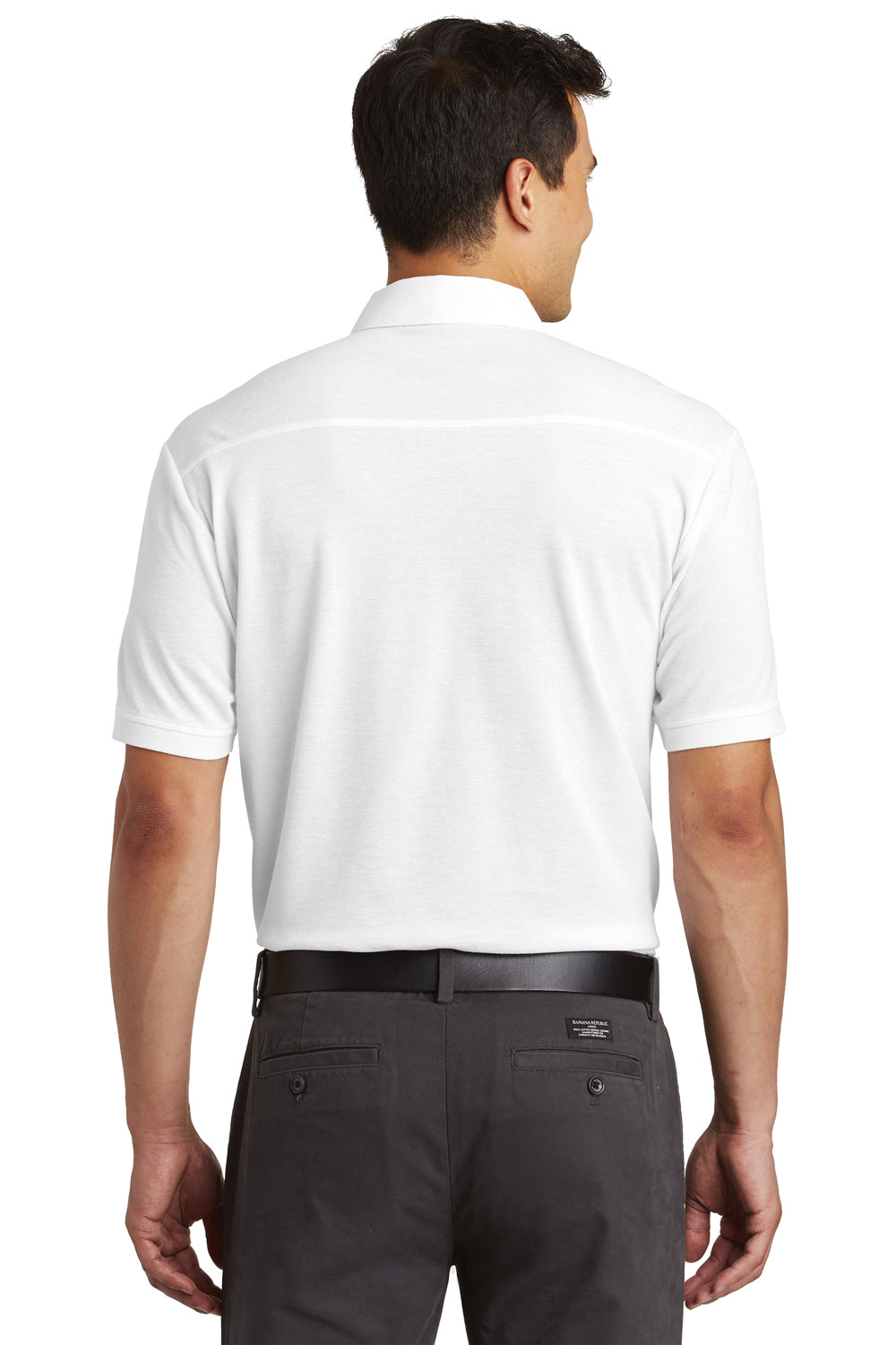 Port Authority K581 Mens Coastal Moisture Wicking Short Sleeve Polo Shirt White Back