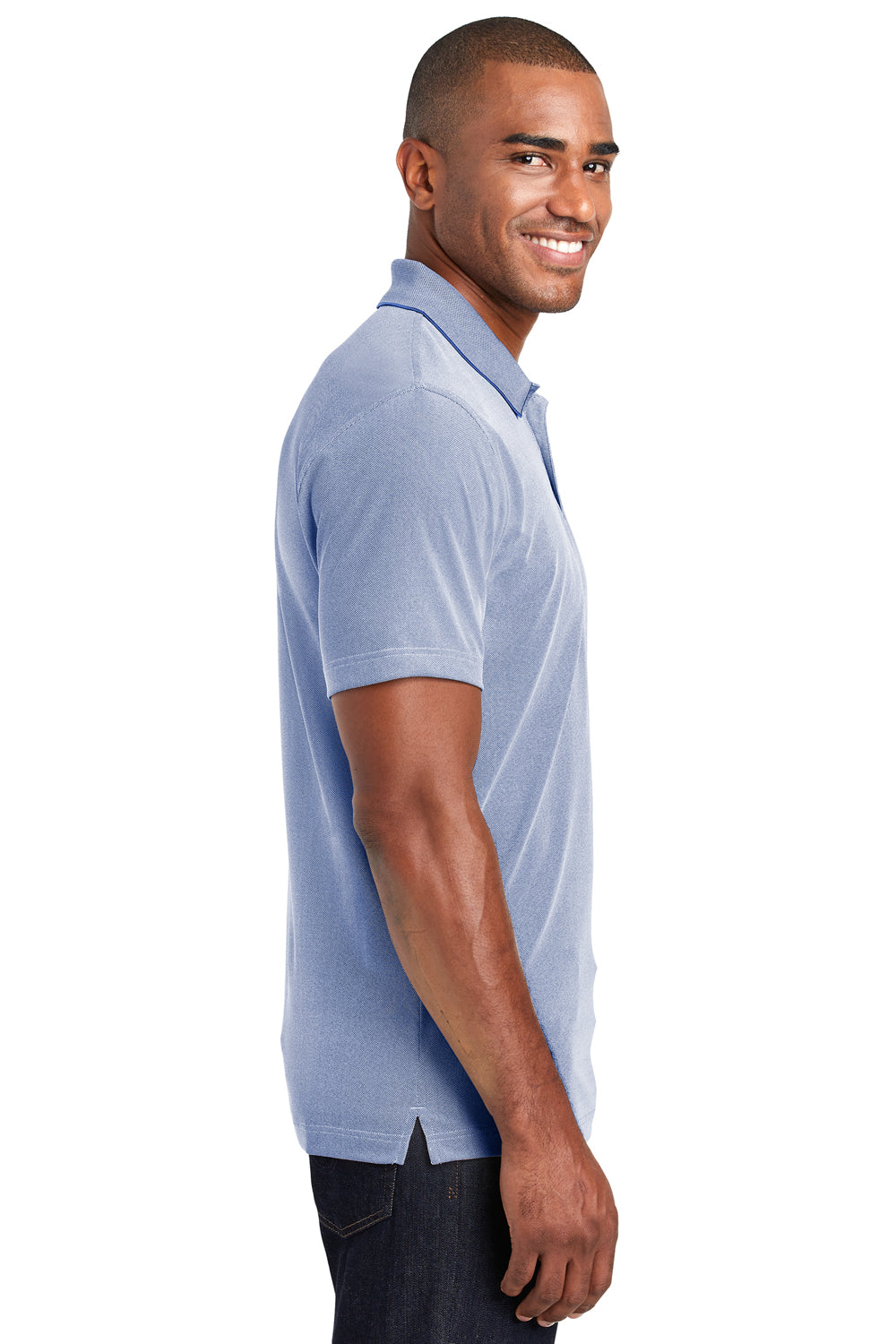Port Authority K582 Mens Oxford Moisture Wicking Short Sleeve Polo Shirt Royal Blue Side