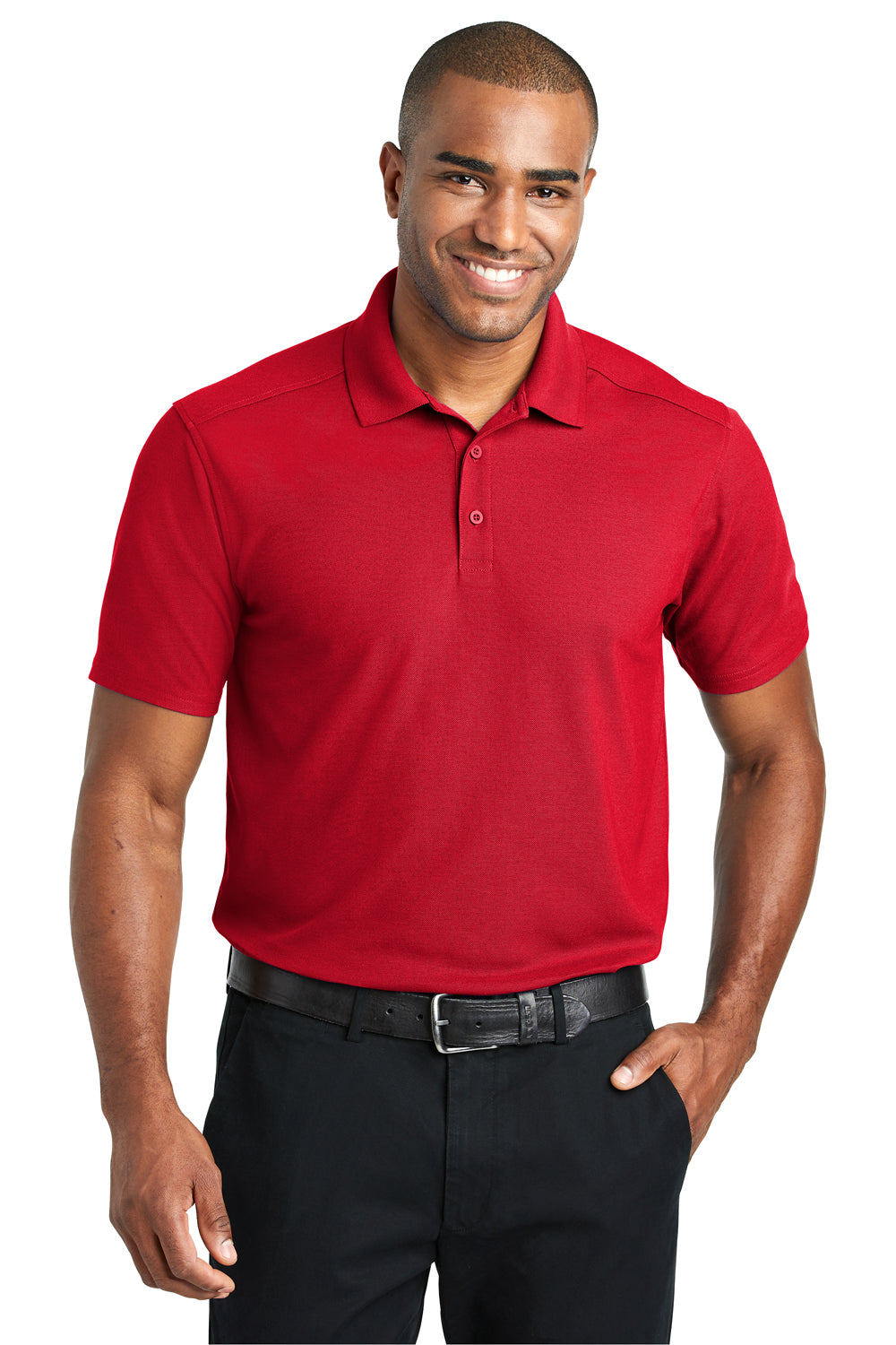 Port Authority K600 Mens EZPerformance Moisture Wicking Short Sleeve Polo Shirt Red Front