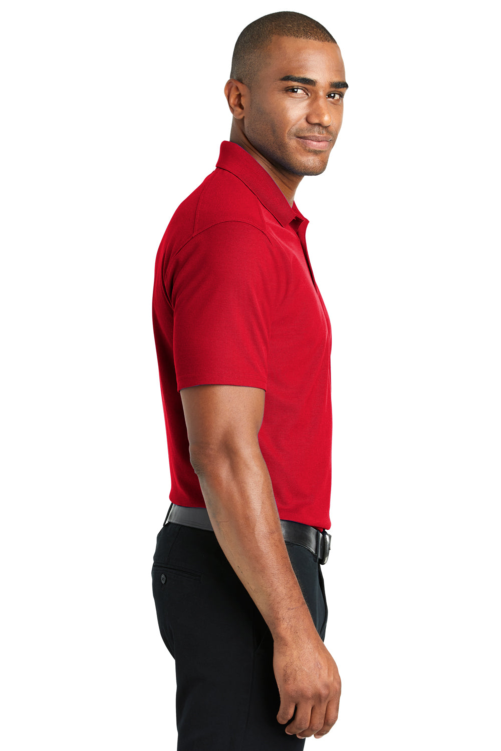Port Authority K600 Mens EZPerformance Moisture Wicking Short Sleeve Polo Shirt Red Side