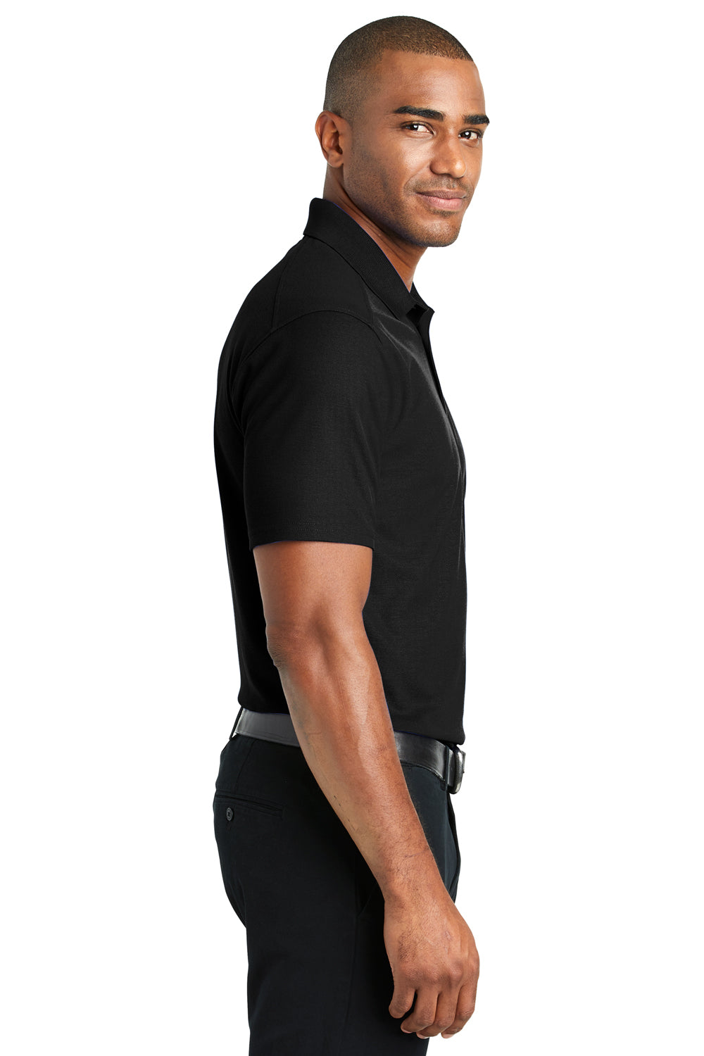 Port Authority K600 Mens EZPerformance Moisture Wicking Short Sleeve Polo Shirt Black Side