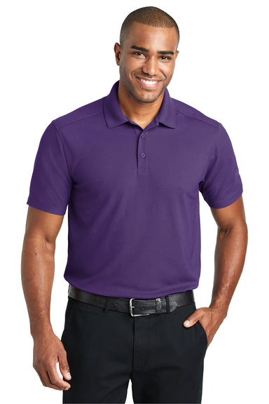 Port Authority K600 Mens EZPerformance Moisture Wicking Short Sleeve Polo Shirt Purple Front