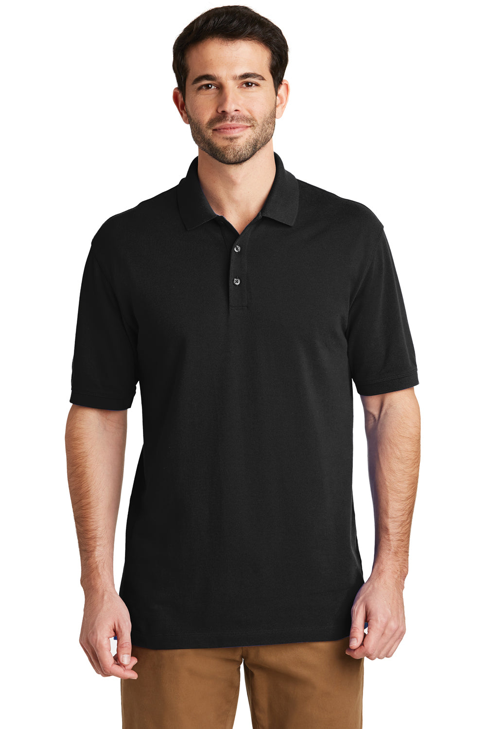 Port Authority K8000 Mens Wrinkle Resistant Short Sleeve Polo Shirt Black Front