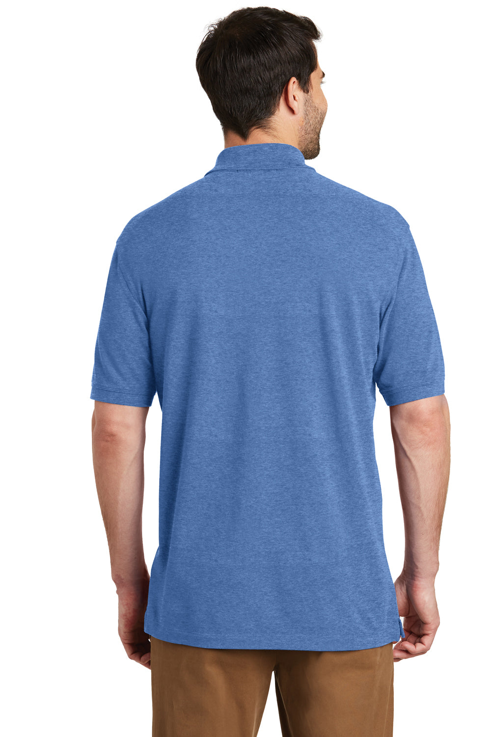 Port Authority K8000 Mens Wrinkle Resistant Short Sleeve Polo Shirt Heather Blue Back