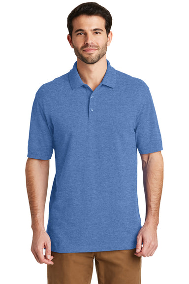 Port Authority K8000 Mens Wrinkle Resistant Short Sleeve Polo Shirt Heather Blue Front