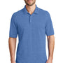 Port Authority Mens Wrinkle Resistant Short Sleeve Polo Shirt - Heather Blue - Closeout