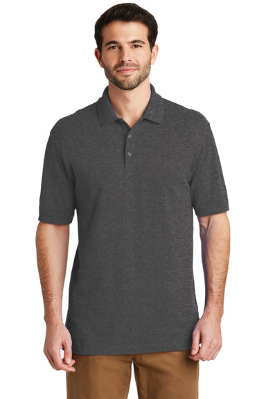 Port Authority K8000 Mens Wrinkle Resistant Short Sleeve Polo Shirt Heather Charcoal Grey Front
