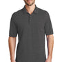 Port Authority Mens Wrinkle Resistant Short Sleeve Polo Shirt - Heather Charcoal Grey