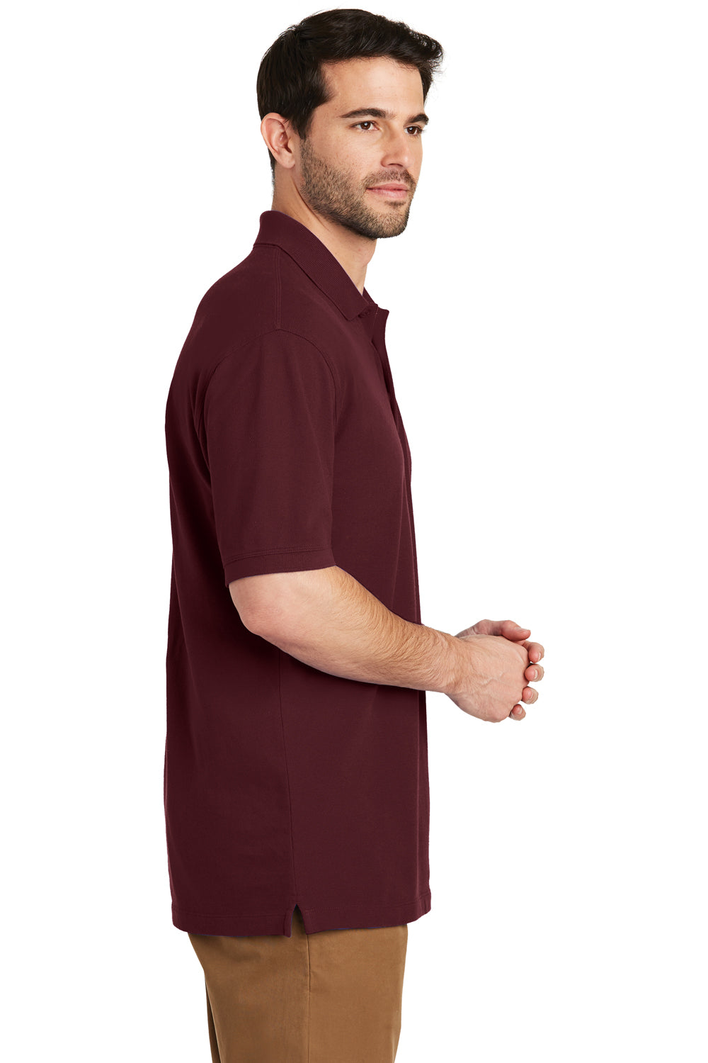 Port Authority K8000 Mens Wrinkle Resistant Short Sleeve Polo Shirt Maroon Side