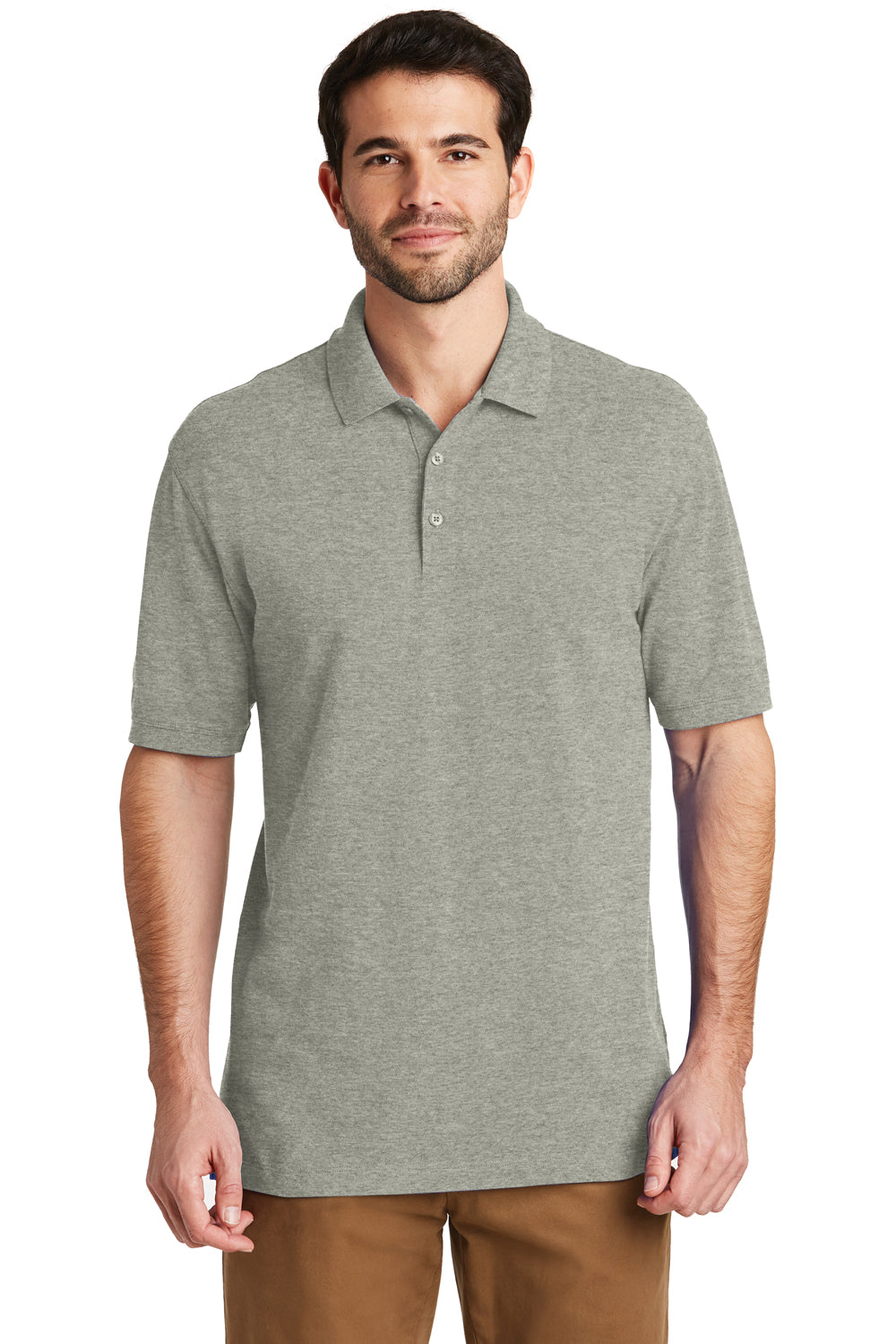 Port Authority K8000 Mens Wrinkle Resistant Short Sleeve Polo Shirt Heather Oxford Grey Front