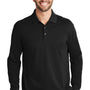 Port Authority Mens Wrinkle Resistant Long Sleeve Polo Shirt - Black