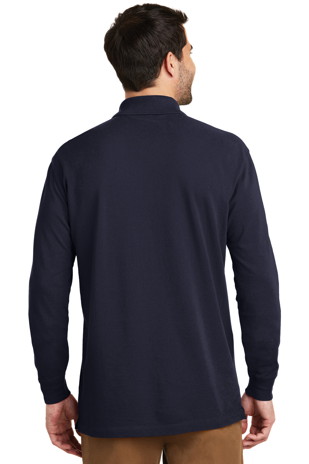 Port Authority K8000LS Mens Wrinkle Resistant Long Sleeve Polo Shirt Navy Blue Back