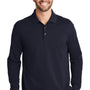 Port Authority Mens Wrinkle Resistant Long Sleeve Polo Shirt - Navy Blue