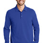 Port Authority Mens Wrinkle Resistant Long Sleeve Polo Shirt - True Royal Blue